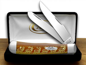 W.R. Case XX Knives Chestnut Bone Elk Trapper 1/500 Pocket Knife 28707 E