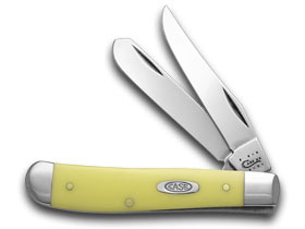W.R. Case XX Knives Smooth Yellow Delrin Mini Trapper Carbon Steel Pocket Knife 00029