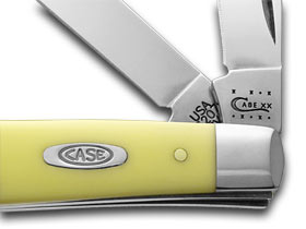 W.R. Case XX Knives Smooth Yellow Delrin Mini Trapper Carbon Steel Pocket Knife 00029