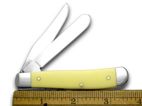 W.R. Case XX Knives Smooth Yellow Delrin Mini Trapper Carbon Steel Pocket Knife 00029