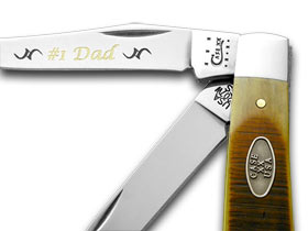 W.R. Case XX Knives No.1 Dad Sawcut Antique Bone Stainless Mini Trapper 1/500 Pocket Knife 31735 DAD1
