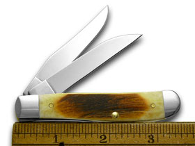 W.R. Case XX Knives No.1 Dad Sawcut Antique Bone Stainless Mini Trapper 1/500 Pocket Knife 31735 DAD1