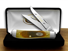 W.R. Case XX Knives No.1 Dad Sawcut Antique Bone Stainless Mini Trapper 1/500 Pocket Knife 31735 DAD1
