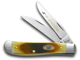 W.R. Case XX Knives No.1 Grandpa Sawcut Bone Stainless Mini Trapper 1/500 Pocket Knife 31735 GRANDPA1