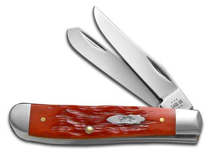 W.R. Case XX Knives Mini Trapper Dark Red Bone 31929 Carbon Steel Pocket Knife