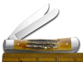 W.R. Case XX Knives Trapper - Genuine 6.5 Bone Stag Pocket Knife 03573