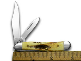 W.R. Case XX Knives Father Etched Peanut - Genuine Bone Stag Pocket Knife 3577 F