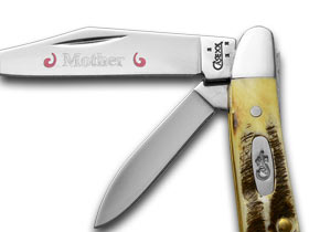 W.R. Case XX Knives Mother Etching Peanut - Genuine Bone Stag Pocket Knife 3577 M