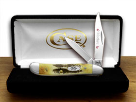 W.R. Case XX Knives Mother Etching Peanut - Genuine Bone Stag Pocket Knife 3577 M