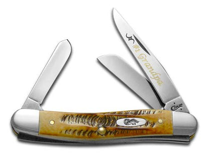 W.R. Case XX Knives No.1 Grandpa BoneStag Medium Stockman Stainless Pocket Knife 3578 GRANDPA1