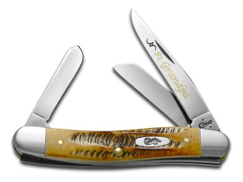 W.R. Case XX Knives No.1 Grandpa BoneStag Medium Stockman Stainless Pocket Knife 3578 GRANDPA1