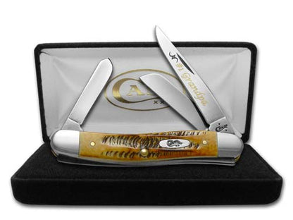 W.R. Case XX Knives No.1 Grandpa BoneStag Medium Stockman Stainless Pocket Knife 3578 GRANDPA1