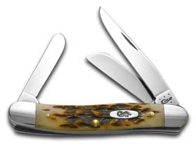 W.R. Case XX Knives Peach Seed Jigged Amber Bone Medium Stockman Stainless Pocket Knife 71129