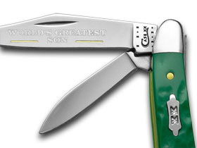 W.R. Case XX Knives Rough Green World's Greatest Son 1/500 Peanut Pocket Knife 50470 WGS
