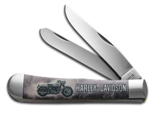 W.R. Case XX Knives Trapper Harley-Davidson White Synthetic 52279 Stainless Pocket Knife