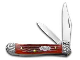 Case XX™ Knives Peanut Jigged Dark Red Bone Worked Bolsters Stainless Pocket Knife 53222