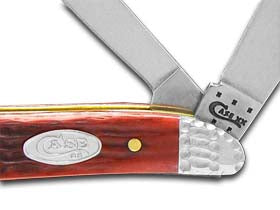 Case XX™ Knives Peanut Jigged Dark Red Bone Worked Bolsters Stainless Pocket Knife 53222