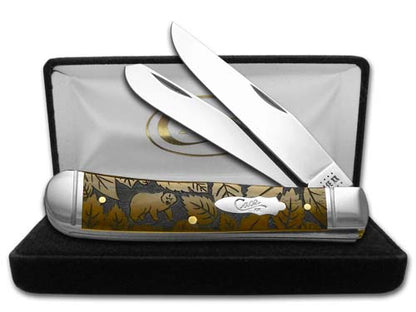 W.R. Case XX Knives Wildlife Series Bear Antique Bone Trapper 1/500 58182BEAR Stainless Pocket Knife