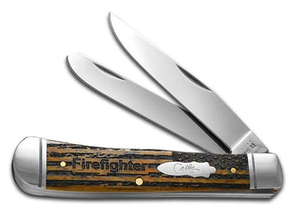 W.R. Case XX Knives Firefighter Everyday Heroes Antique Bone Trapper Pocket Knife 58182FF
