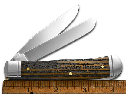W.R. Case XX Knives Firefighter Everyday Heroes Antique Bone Trapper Pocket Knife 58182FF