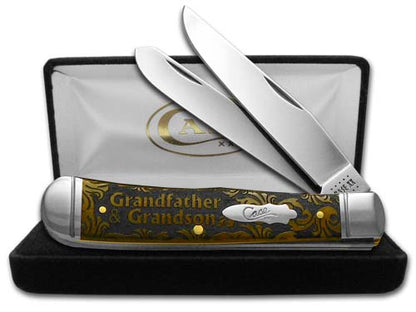 W.R. Case XX Knives Grandfather and Grandson Antique Bone Trapper 1/500 Stainless Pocket Knife CA58182 GFGS