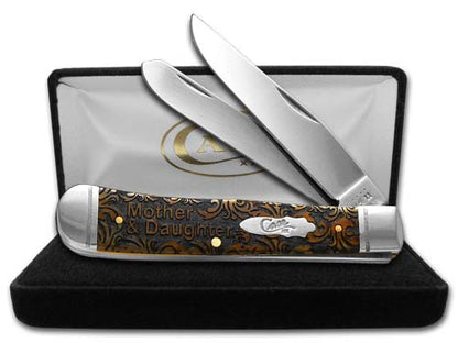 W.R. Case XX Knives Mother & Daughter Antique Bone Trapper 1/500 Stainless Pocket Knife 58182MD