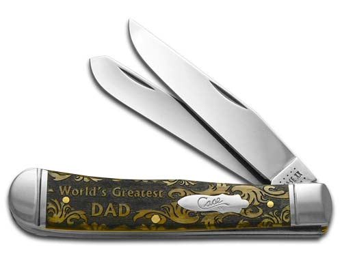 W.R. Case XX Knives World's Greatest Dad Antique Bone Trapper 1/500 Stainless Pocket Knife CA58182 WGD