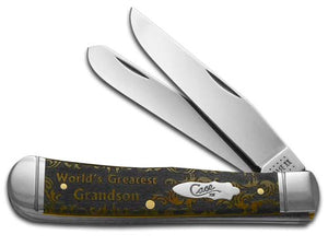W.R. Case XX Knives World's Greatest Grandson Antique Bone Trapper 1/500 Stainless Pocket Knife CA58182 WGGS