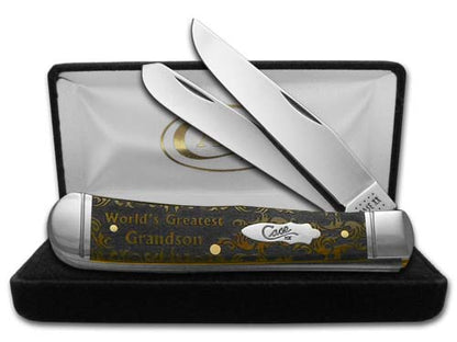 W.R. Case XX Knives World's Greatest Grandson Antique Bone Trapper 1/500 Stainless Pocket Knife CA58182 WGGS