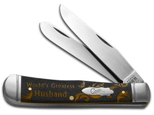 W.R. Case XX Knives World's Greatest Husband Antique Bone Trapper 1/500 Stainless Pocket Knife CA58182 WGH