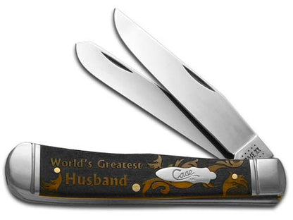 W.R. Case XX Knives World's Greatest Husband Antique Bone Trapper 1/500 Stainless Pocket Knife CA58182 WGH