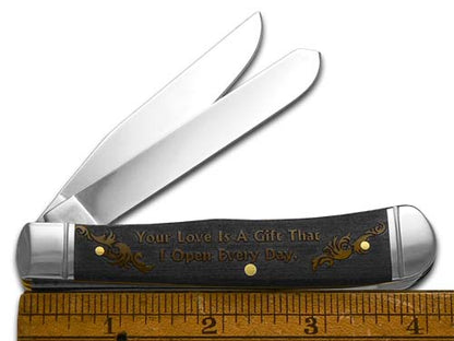 W.R. Case XX Knives World's Greatest Husband Antique Bone Trapper 1/500 Stainless Pocket Knife CA58182 WGH