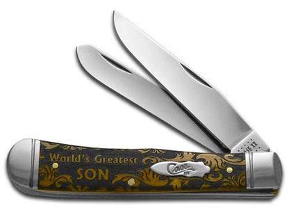 W.R. Case XX Knives World's Greatest Son Antique Bone Trapper Stainless Pocket Knife CA58182 WGS