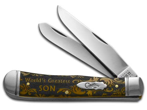 W.R. Case XX Knives World's Greatest Son Antique Bone Trapper Stainless Pocket Knife CA58182 WGS