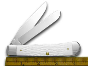 W.R. Case XX Knives Jigged White Delrin Trapper Pocket Knife 60182