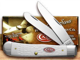 W.R. Case XX Knives Jigged White Delrin Trapper Pocket Knife 60182