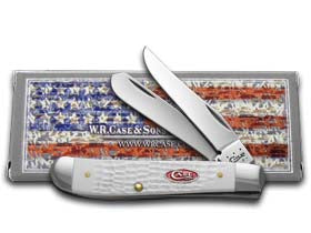 Case XX™ Knives SparXX™ Knives Mini Trapper Jigged White Delrin Stainless Pocket Knife 60186