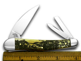 W.R. Case XX Knives Antique Bone Deer Scene Seahorse Whittler 1/500 Pocket Knife 6068 DS