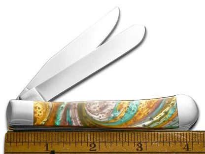 W.R. Case XX Knives Abalone Corelon Trapper Stainless Pocket Knife CA6073 AB