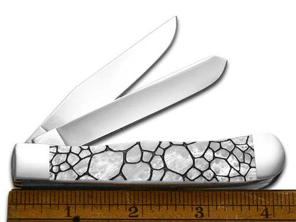 W.R. Case XX Knives Trapper Scorpion Heavenly White Pearl Stainless Pocket Knife 6073HP-SPN