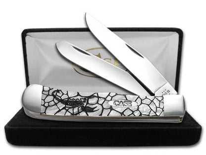 W.R. Case XX Knives Trapper Scorpion Heavenly White Pearl Stainless Pocket Knife 6073HP-SPN