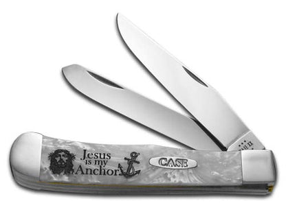 W.R. Case XX Knives Trapper Jesus Heavenly Pearl 1/500 Stainless Pocket Knife 6073HP-JA