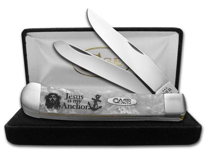 W.R. Case XX Knives Trapper Jesus Heavenly Pearl 1/500 Stainless Pocket Knife 6073HP-JA