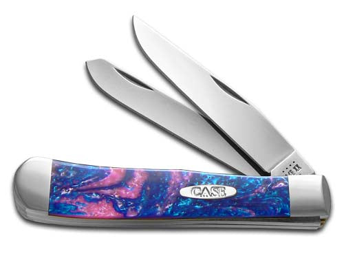 W.R. Case XX Knives Pink & Blue Sapphire Corelon Trapper Stainless Pocket Knife  6073PBS