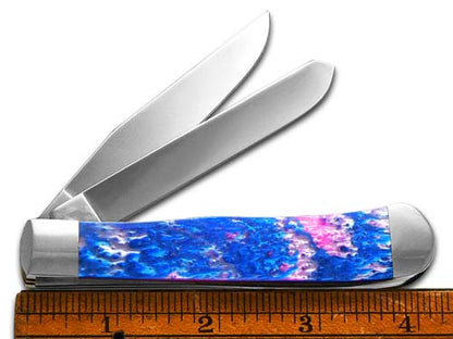 W.R. Case XX Knives Pink & Blue Sapphire Corelon Trapper Stainless Pocket Knife  6073PBS
