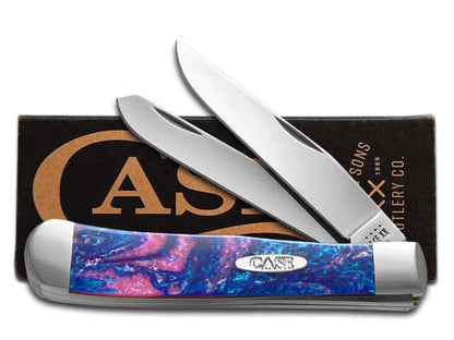 W.R. Case XX Knives Pink & Blue Sapphire Corelon Trapper Stainless Pocket Knife  6073PBS