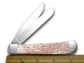 W.R. Case XX Knives Trapper - Custom Pink Pearl Corelon Pocket Knife 6073 PC
