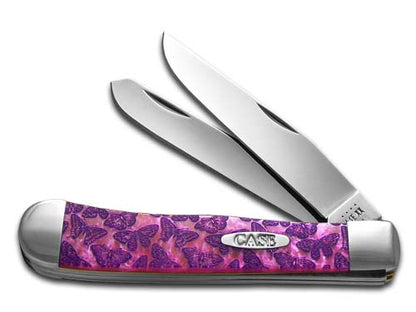 W.R. Case XX Knives Butterflies Trapper Pink Salmon Corelon Stainless Pocket Knife 6073PS-BFS