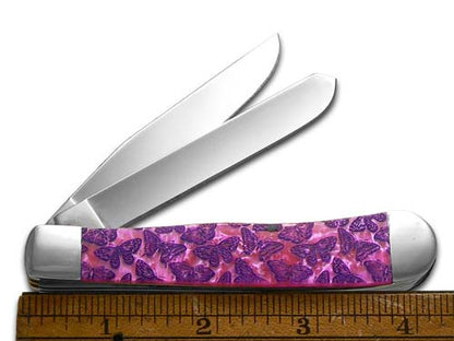 W.R. Case XX Knives Butterflies Trapper Pink Salmon Corelon Stainless Pocket Knife 6073PS-BFS