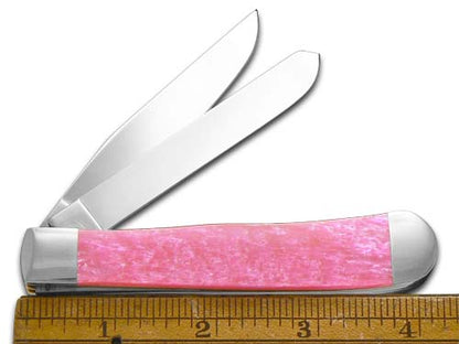 W.R. Case XX Knives Pink Salmon Corelon Trapper Stainless Pocket Knife CA6073 PS CA6073PS